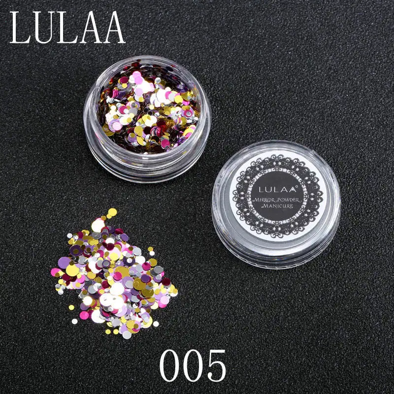 Lulaa 1 коробка блестящие круглый ультратонких Блёстки красочные Дизайн ногтей
