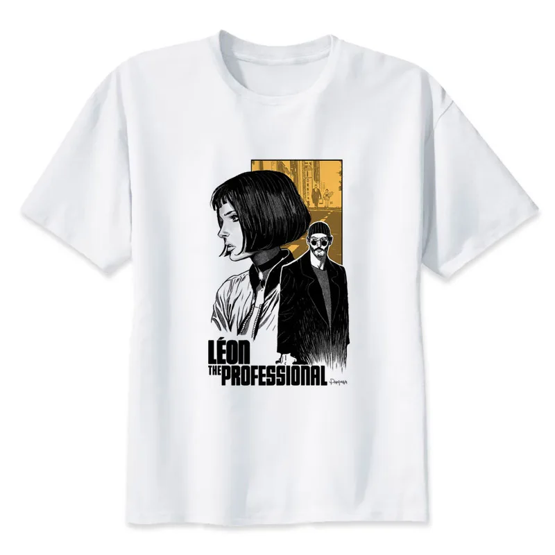 Мужская футболка leon the professional белая Повседневная с принтом Лето 2017 MR2875 | одежда