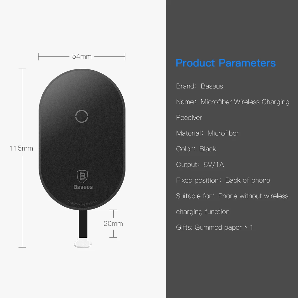 BASEUS QI Беспроводной Зарядное устройство приемник для iPhone 7 6 6S плюс зарядки адаптер