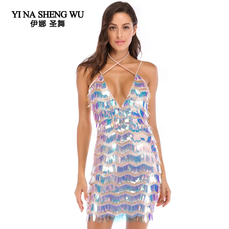 Сексуальное вечернее платье женское короткое юбка с блестками для взрослых