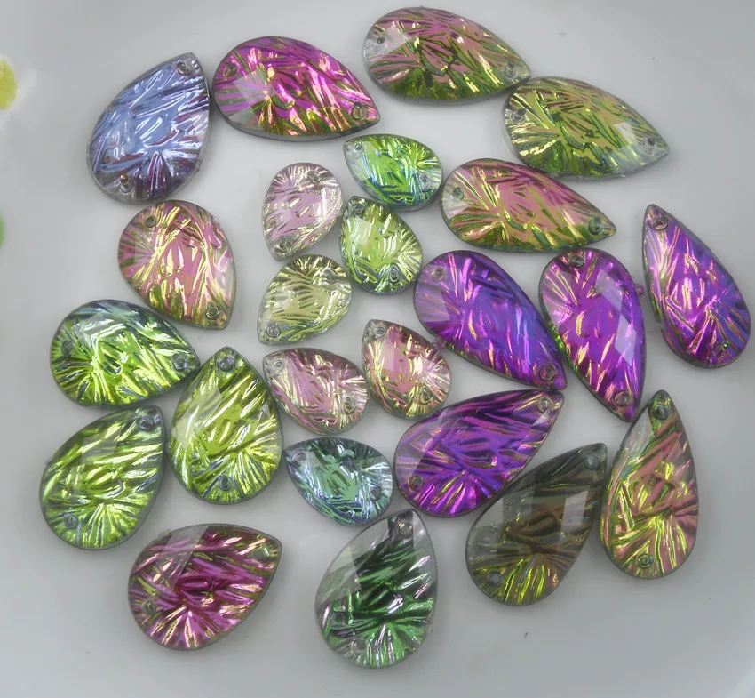 Нижнее отверстие капли воды красочные граненые Акриловые Кристаллы Волнистые