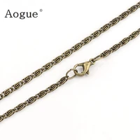 45cm antique brass and white k iron metal punk chain necklace flat box chain necklace with lobster clasp for diy jewelry 2pcs