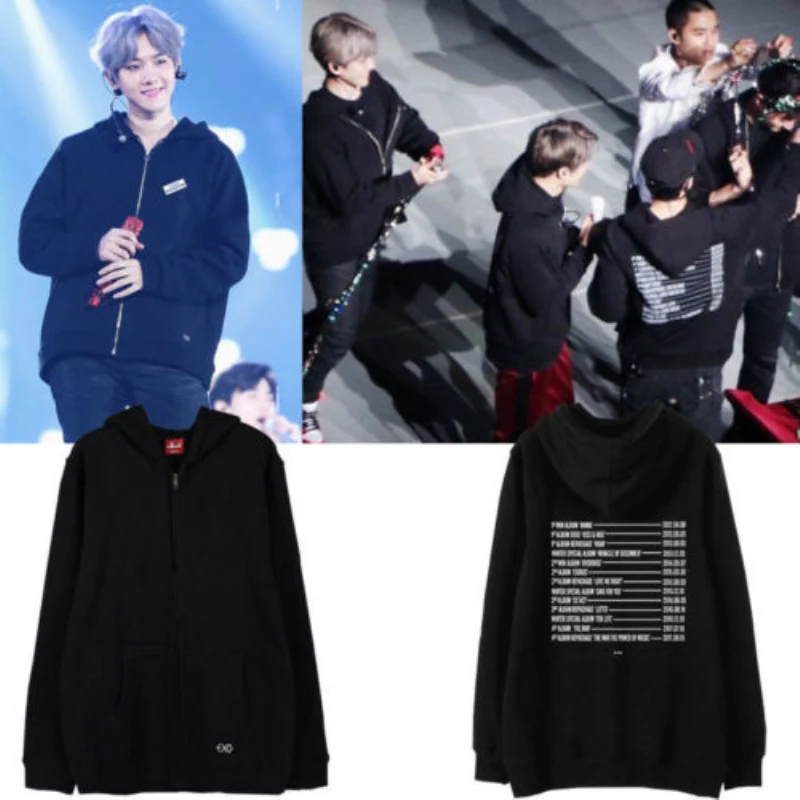 

Mainlead KPOP EXO Zipper The EyXiOn Pullover BAEKHYUN Sweatershirt SUHO DO