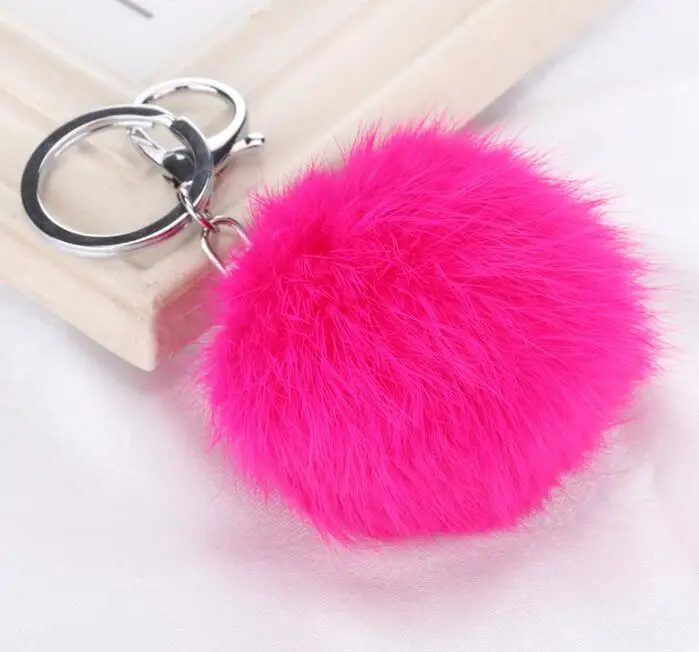 hzew silver color Key Chain Women Gifts Couples Keychain 8CM 100% real Rabbit Fur Ball Car | Украшения и аксессуары