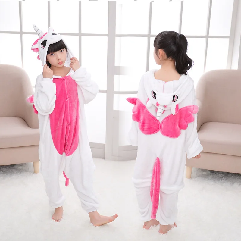 Set Kigurumi Animals Pajamas Flannel Hooded Kids Unicorn Panda Onesies Children Sleepwear Boys Girls Christmas Clothes | Мать и ребенок