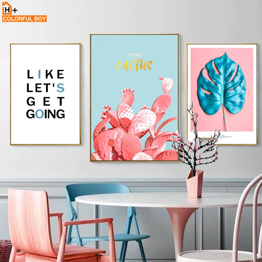 

Pink Cactus Aloe Monstera Leaves Window Wall Art Canvas Painting Nordic Posters And Prints Wall Pictures For Living Room Decor