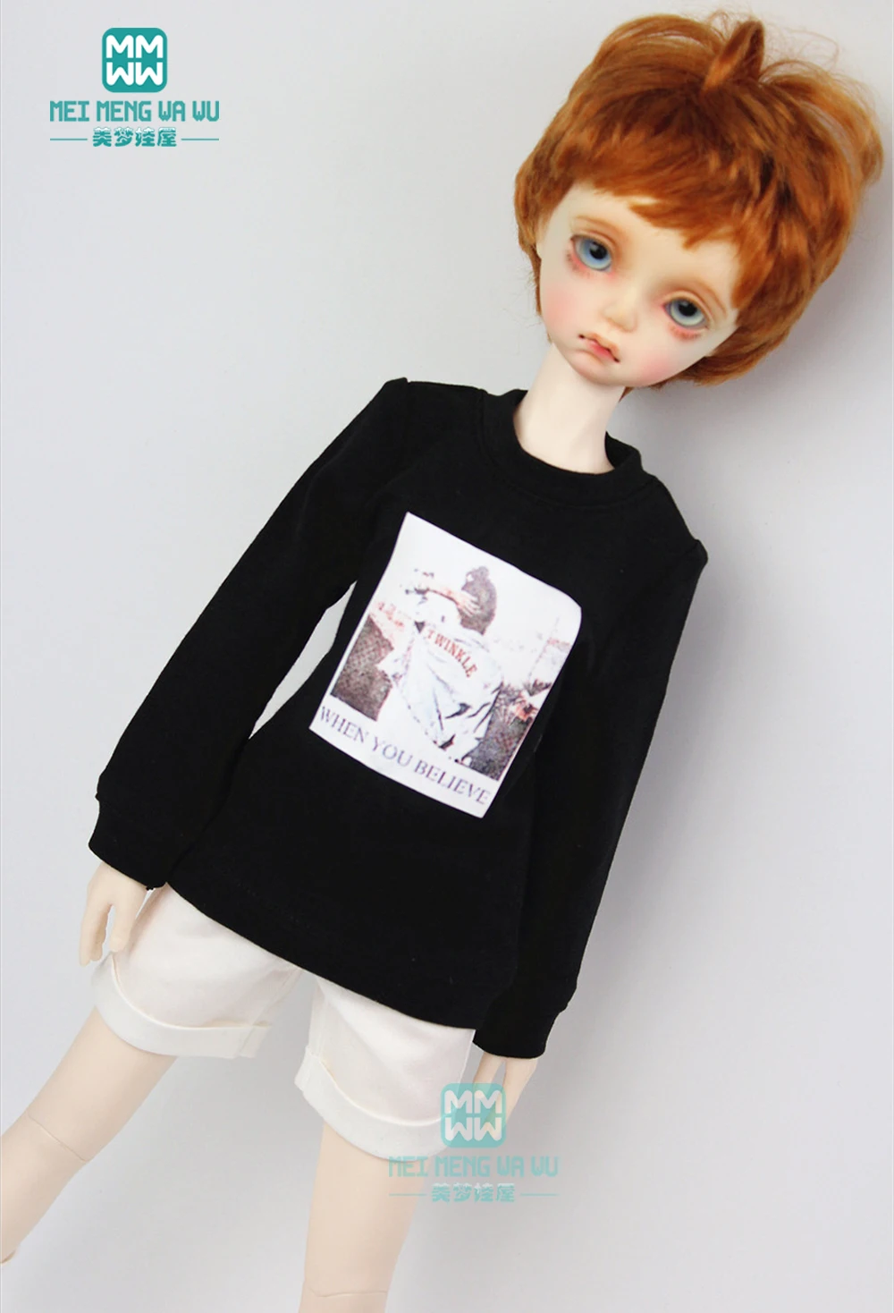 Аксессуары для кукол BJD Одежда 1/4 MSD модная черная и белая толстовка мальчиков