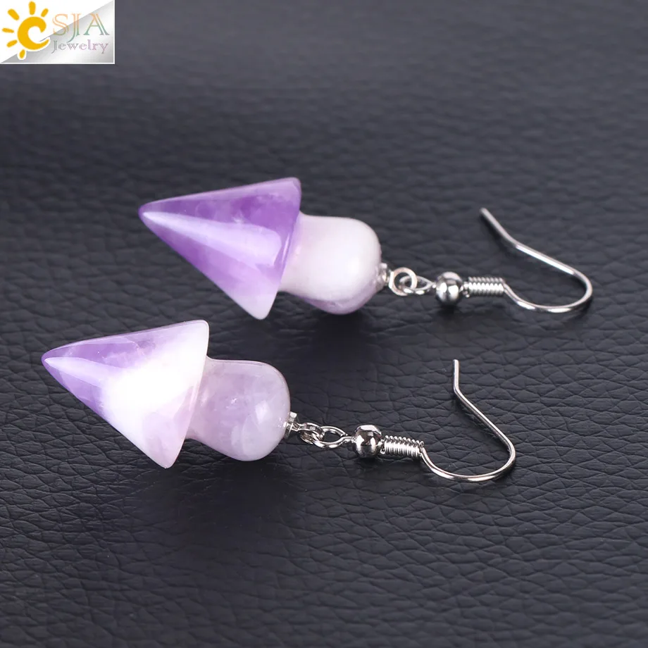 CSJA ювелирные изделия из бисера натурального камня Висячие серьги для женщин