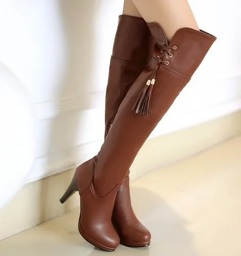 Женские сапоги выше колена на высоком каблуке размеры 32 48|boots ladies|knee bootsover knee boots |