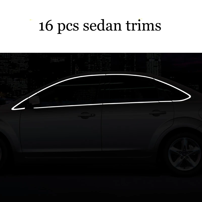 Lsrtw2017 304 нержавеющая сталь окна автомобиля планки для ford focus 2004 2005 2006 2007 2008 2009 2010 Фокус mk2 - Название цвета: 16 pcs sedan trims