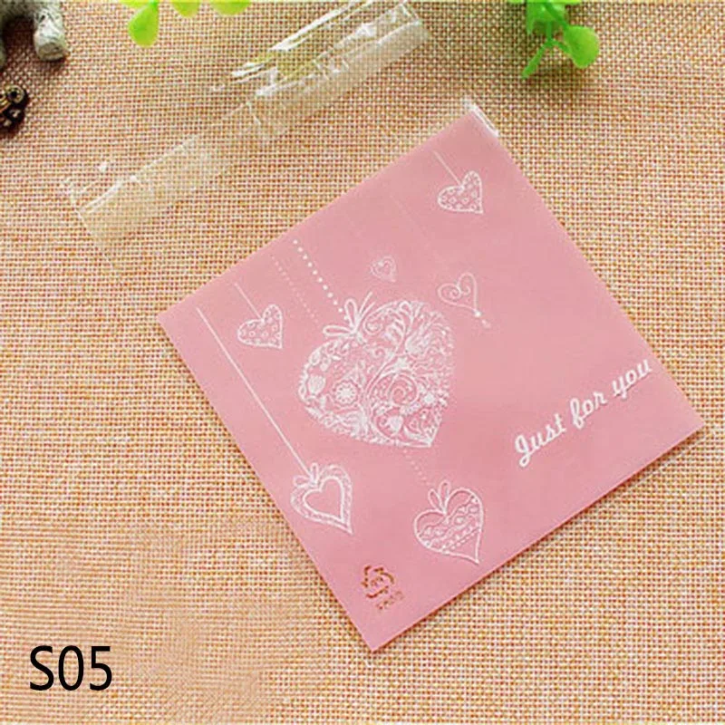 S05 50 шт 7*7 см пластиковые пакеты мешочек для печенья, конфет самоклеющиеся для свадьбы День рождения подарок мешок бисквит упаковочный пакет для выпечки - Цвет: S05