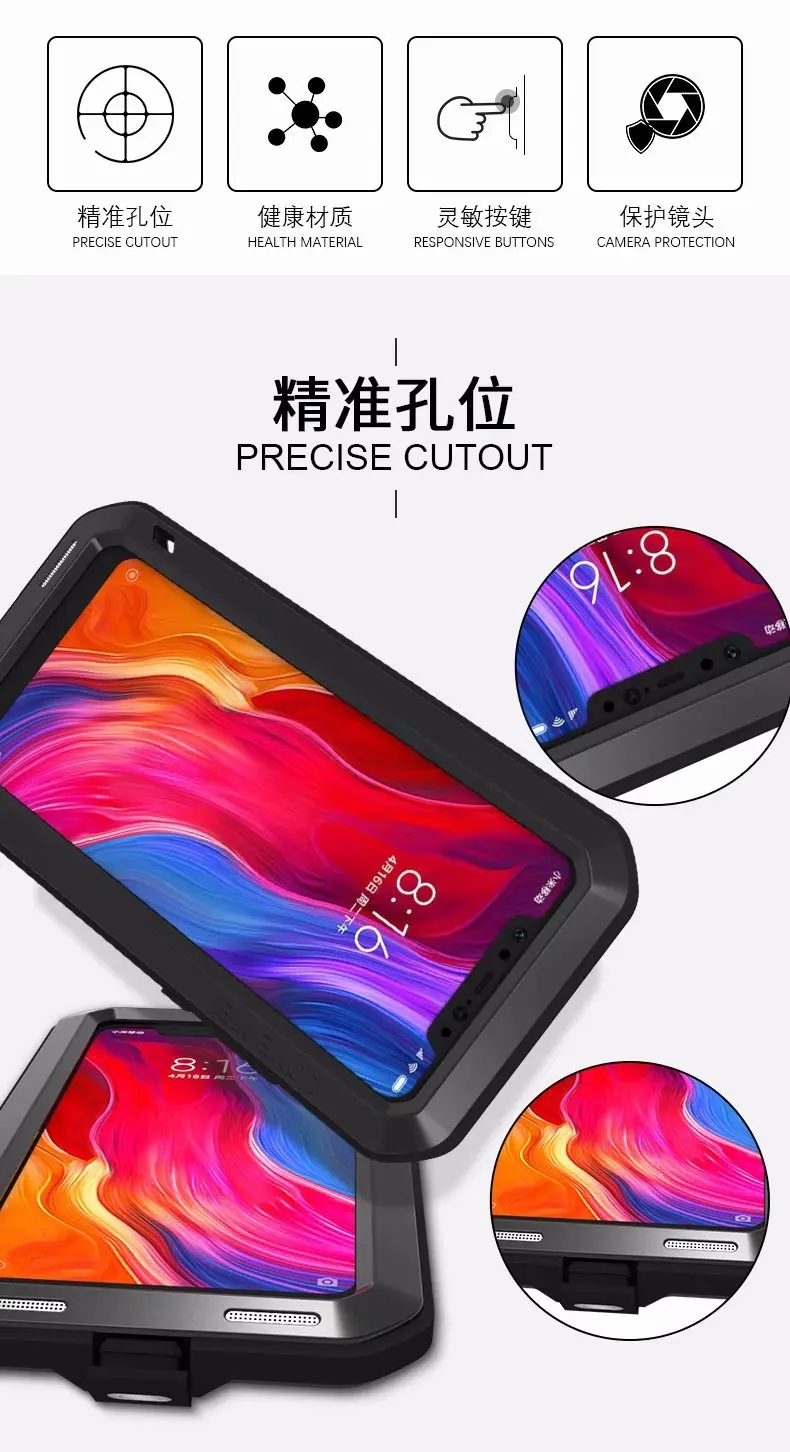 LOVEMEI чехол для Xiaomi mi 8 чехол алюминиевый металл+ стекло+ ТПУ чехол mi 8 роскошный противоударный защитный чехол