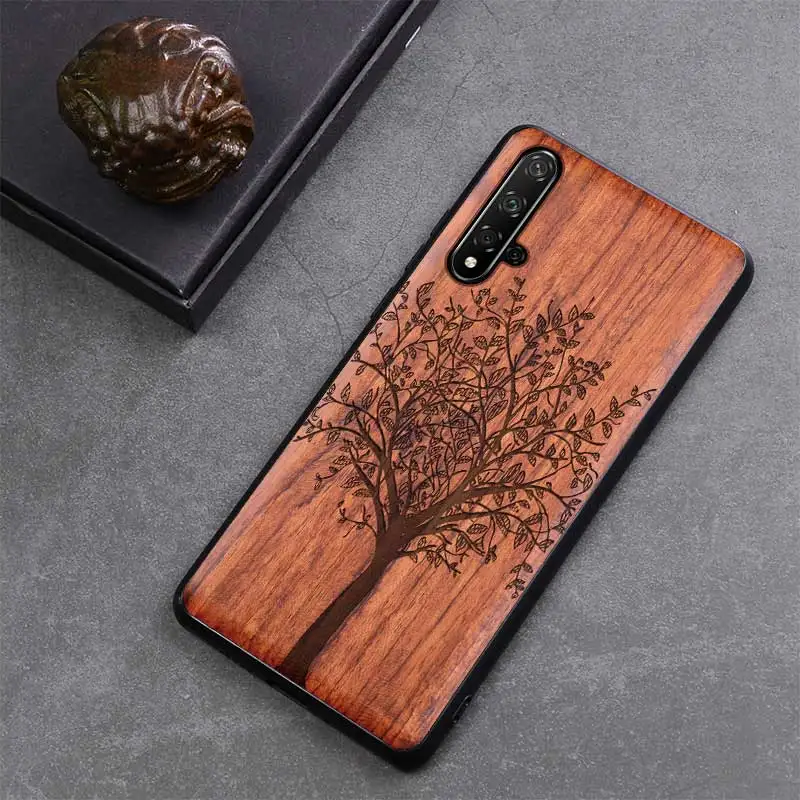2 Резной деревянный ящик для huawei Honor 20 противоударный чехол TPU бампер чехол для huawei Honor 20 чехол деревянная оболочка Honor 20 Pro - Цвет: 2