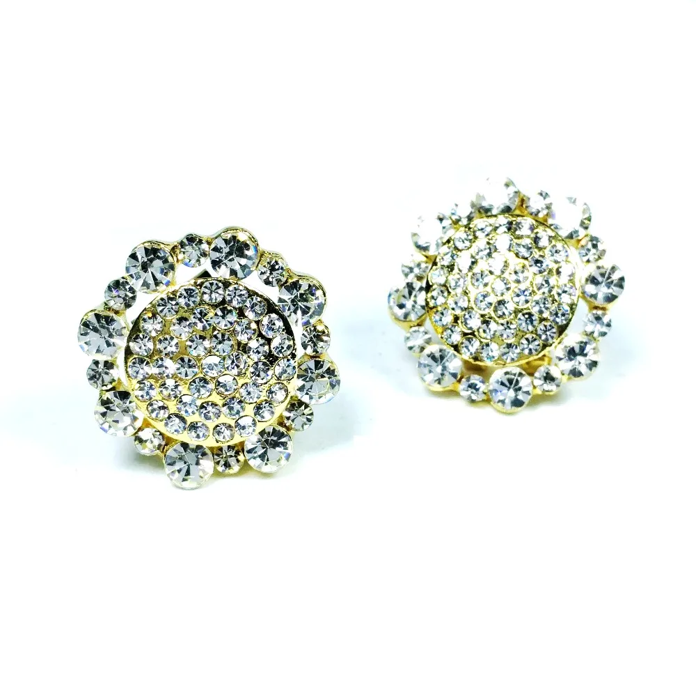 Нью Йорк Стиль Кристалл Pave Круглый Серьги гвоздики золотой тон махнул круглый