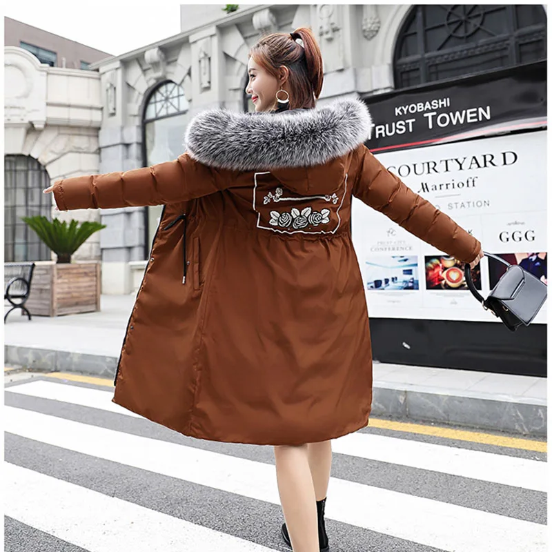 Женская зимняя новая одежда пуховая хлопковая куртка большого размера Свободное