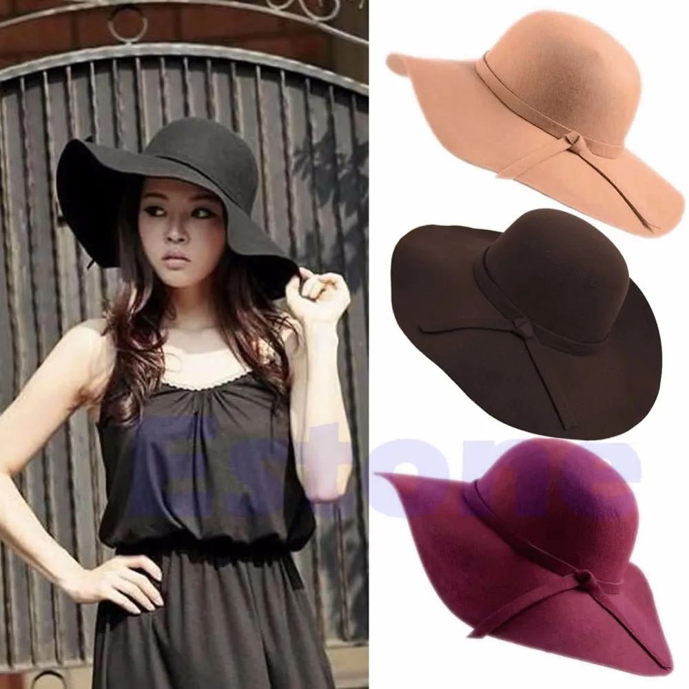 Женский мягкий фетровый флоппи Клош Широкий Бант края шляпа котелок|hat pin|hat sporthat