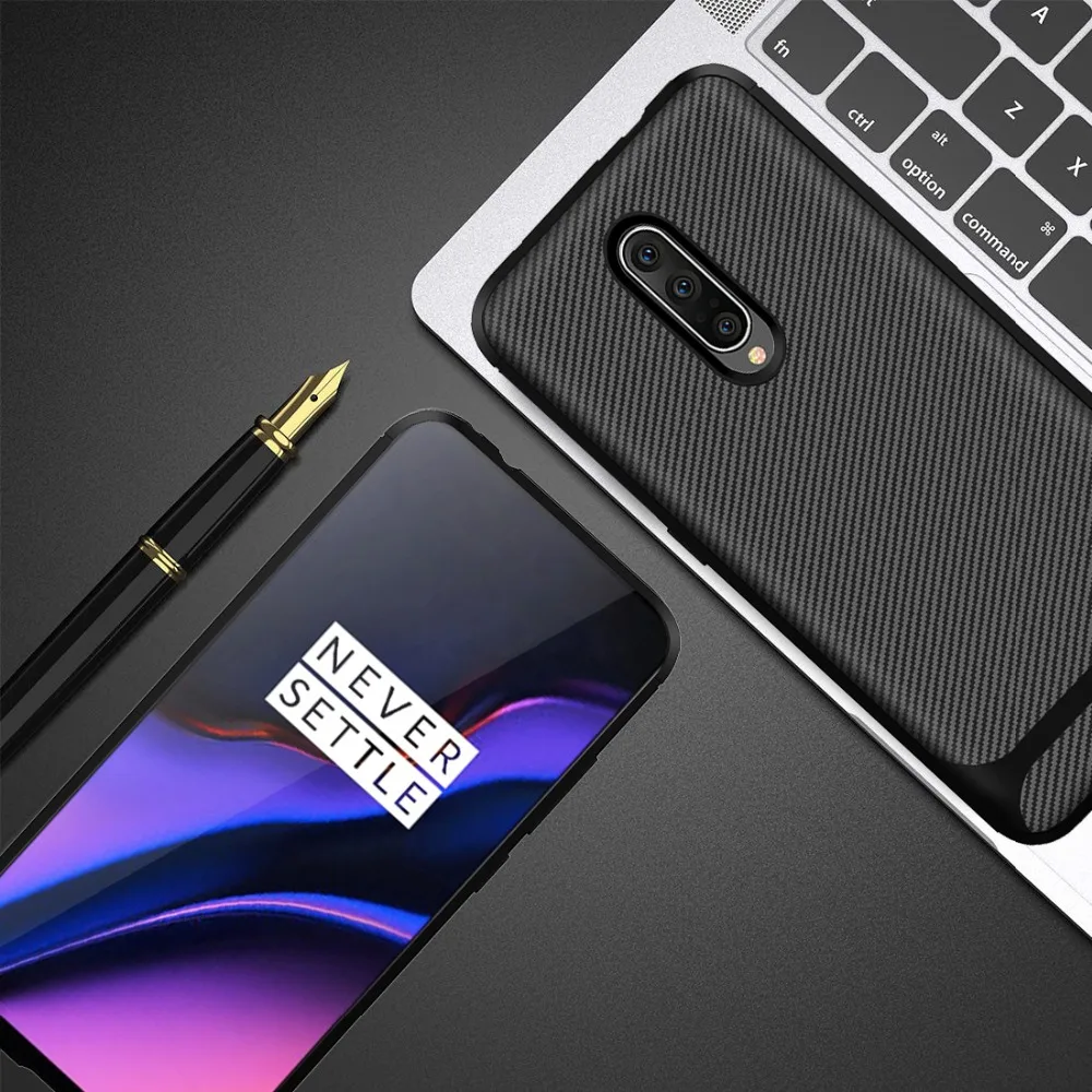 GKK чехол из углеродного волокна для Oneplus 7 Чехол мягкого ТПУ усиленный