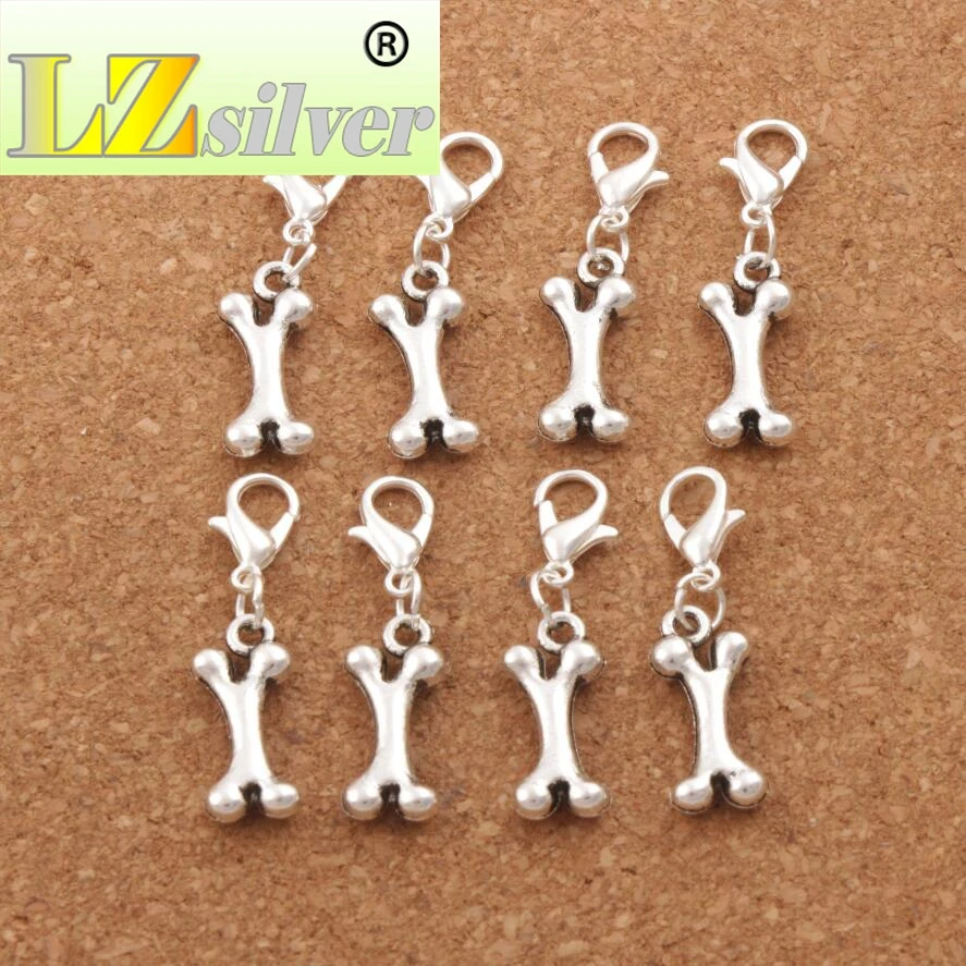 

Dog Food Bone Charms Lobster Claw Clasp Charm Beads Jewelry DIY C202 16pcs 8.5x33mm Zinc Alloy