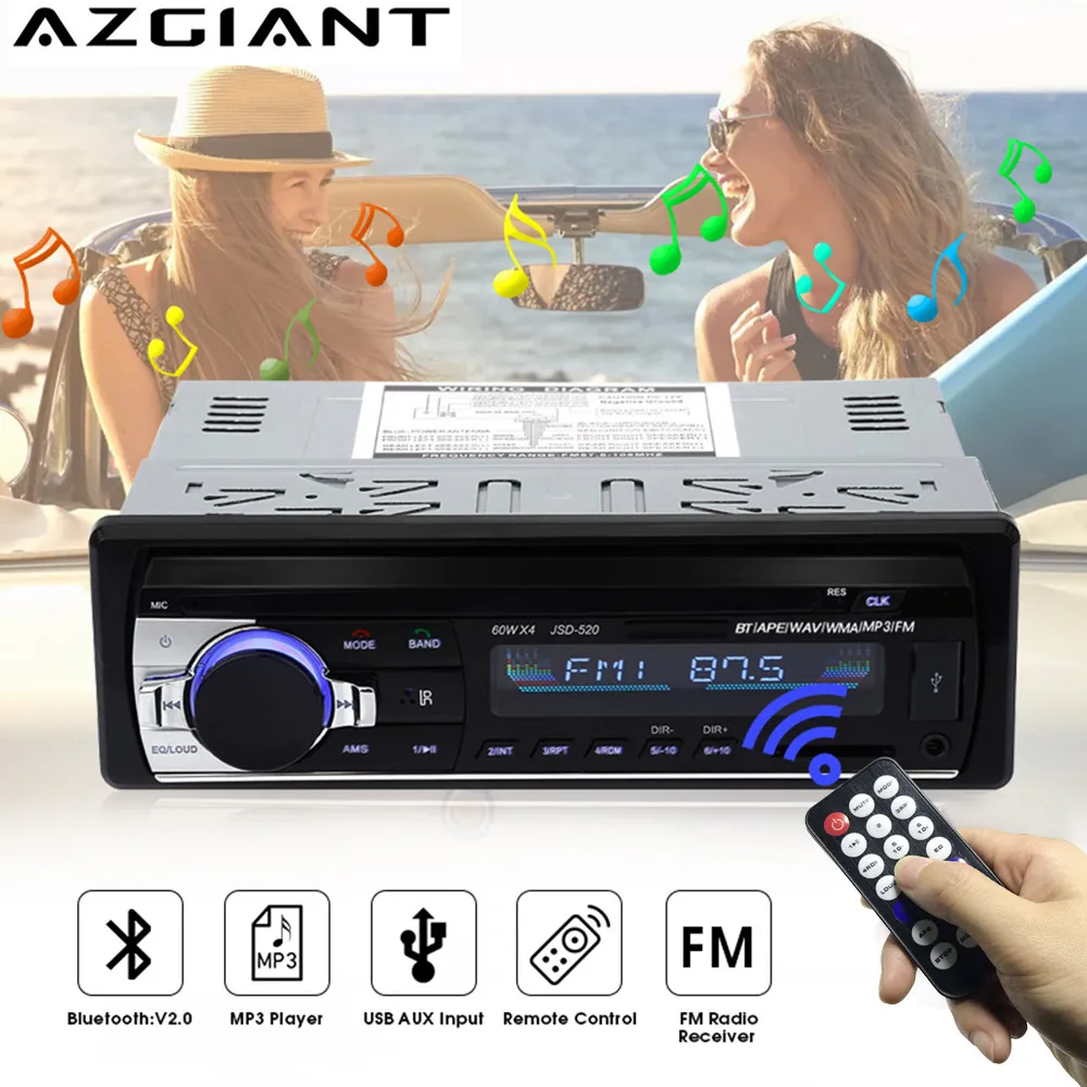 AZGIANT 4,1 дюймов ISO 1 Din MP5 плеер автомобильное радио аудио стерео USB AUX FM радио станция Bluetooth с пультом дистанционного управления