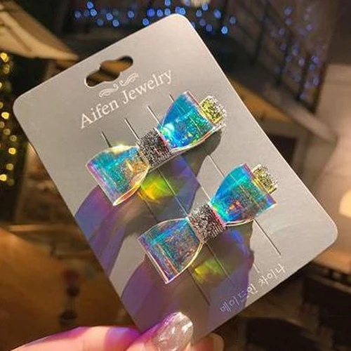 2Pcs Silver LOEEL 1-2Pcs/set Girls Colorful Bow Hair Clips Children Cute Hairpins Simple Alloy Hair Grips Fashion Hair Accessories Headdress - Цвет: 2Pcs Silver