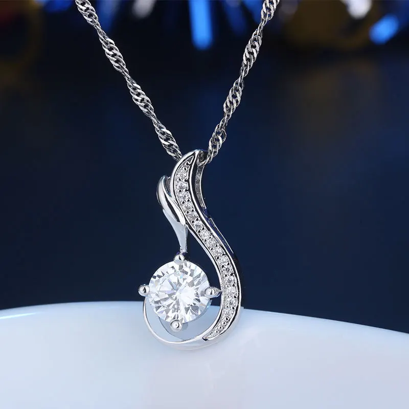 Подлинная Посеребренные Австрия Кристалл Кулон Большой Длинная Цепь Ювелирных