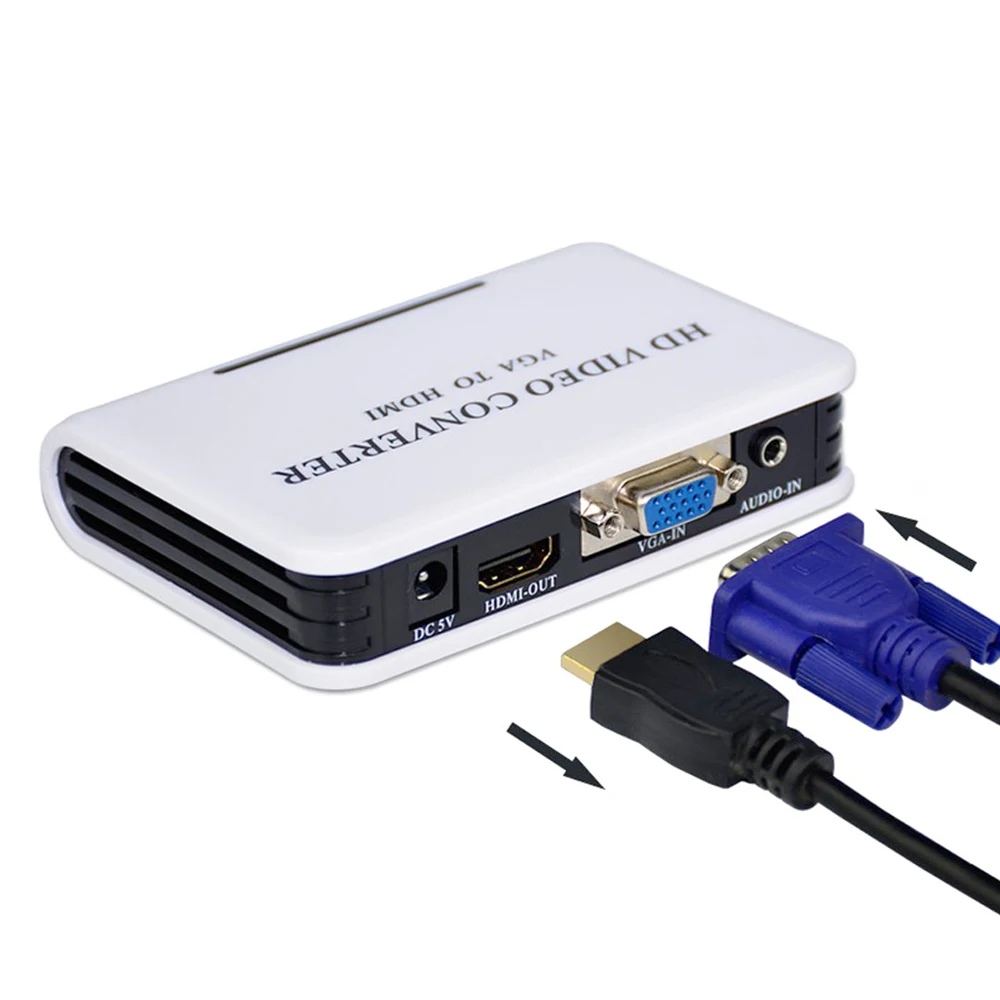 Преобразователь видеосигнала 1080P HD с VGA на HDMI аудиоразъем выходом адаптер VGA2HDMI