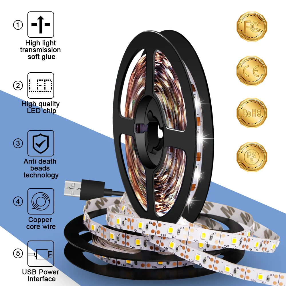 DC5V Тира светодиодная USB Светодиодная лента 5 м гостиная Ambilight ТВ подсветка