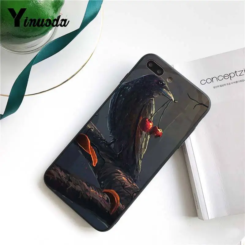 Yinuoda для iPhone 7 6 X Чехол Птицы черного ворона Топ дизайнерский чехол телефона 8 6S Plus 5