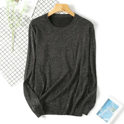 black sweater SINGRAIN женские Блестящий ковта женская пуловеры свитер длинным трикотажная осень осень зима вязаные свитер женский вязаный - Цвет: black sweater