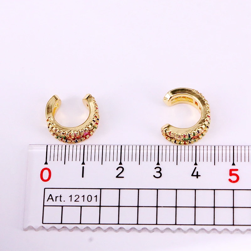 6Pairs Cuff Earring Clip Ear Multi Gold Color Rainbow Micro Pave CZ Zirconia No Piercing For Girl Women | Украшения и аксессуары