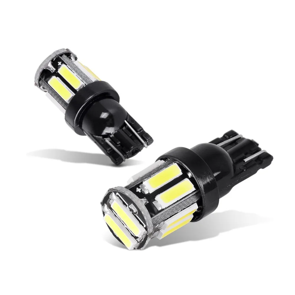 Комплект из 2 предметов белая 10 SMD 7020 T10 W5W светодиодный ламп супер яркий 194 168 2825