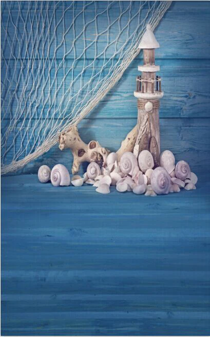 5x7 футов темно-синяя деревянная палуба рыболовная сеть Маяк башня ракушки