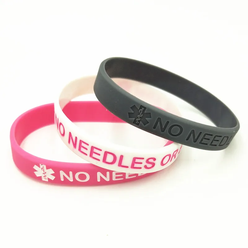 

1PC No Needles or BP in this Arm Rubber Armband Bracelets&Bangles Medical Alert Awareness Silicone Wristband Adults Gifts SH271