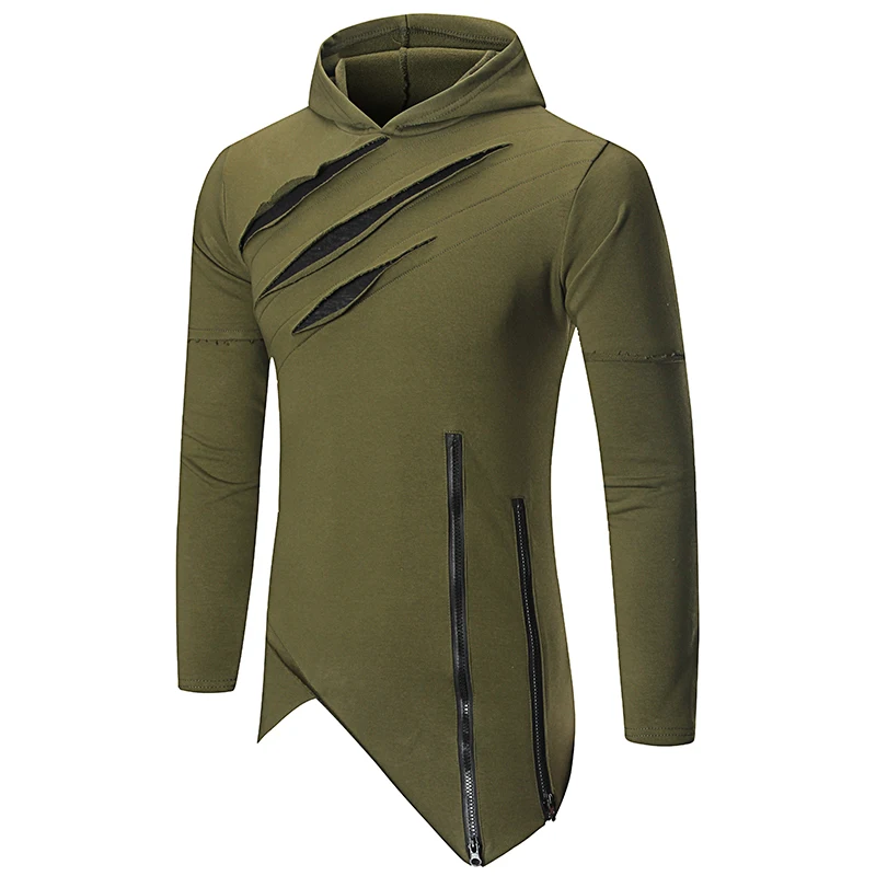 2017 Весна И Осень Мужской Новый Молния Мода Джерси С Капюшоном Корейский Царапин