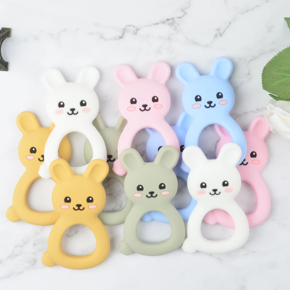 Mordedor de silicona Rabbite para beb&eacute;, collar, accesorios para morder, cuentas de silicona de animales, mordedor suave, 1 unidad-2
