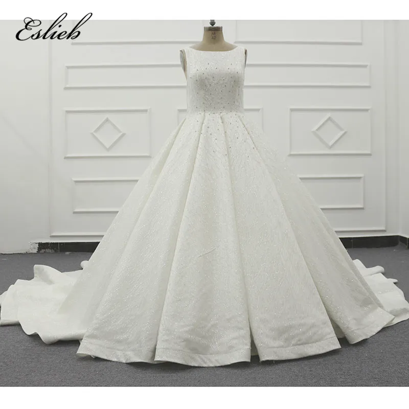 Eslieb Shining Muslim Dubai Wedding dresses Zipper Back dress 2019 Ball Gown Bridal Dresses Vestido de Noiva | Свадьбы и торжества
