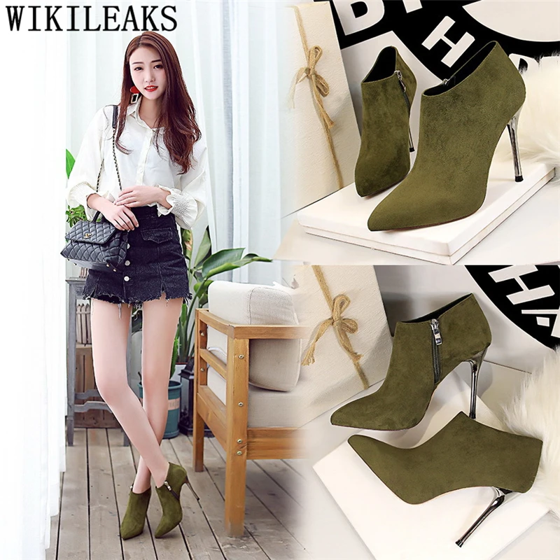 Мокасины Женские ботинки на высоком каблуке ботильоны для женщин красные Обувь