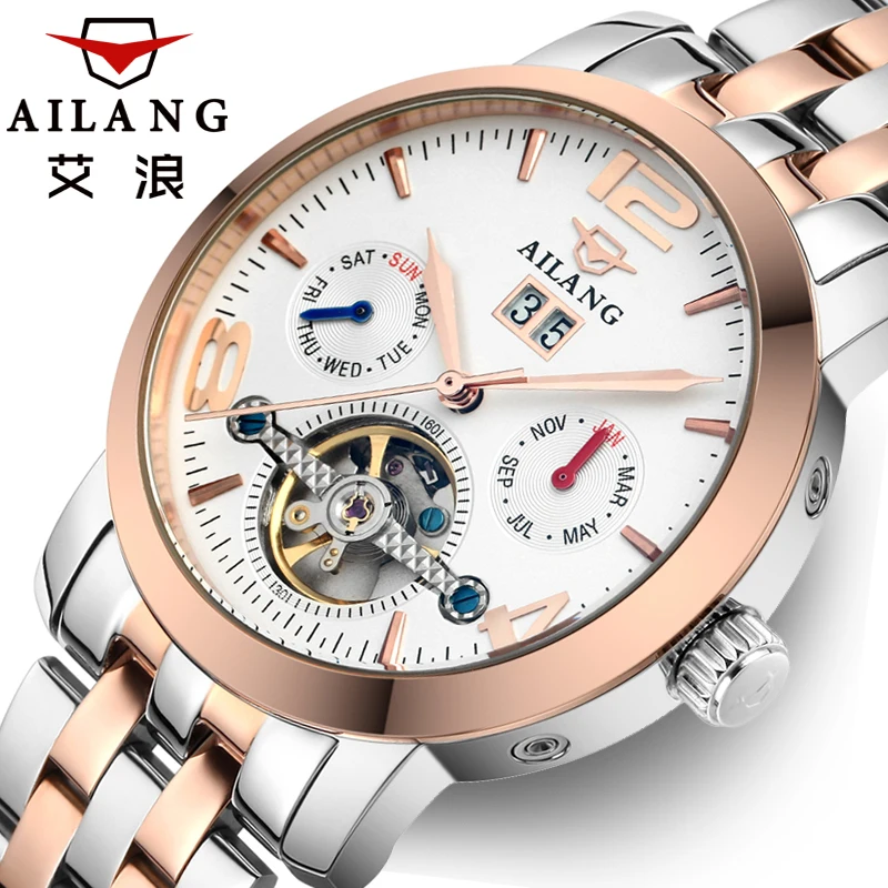 AILANG новинка мужские часы настоящий роскошный бренд самый большой полностью