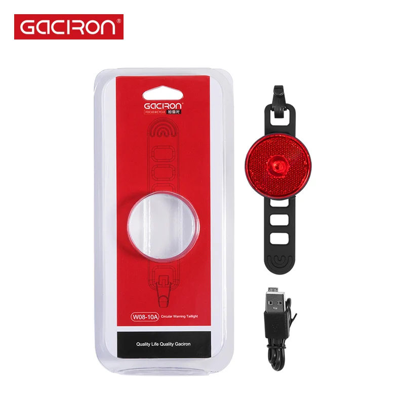 GACIRON W08-10A USB Перезаряжаемые Предупреждение велосипед хвост светильник две установки велосипедный светильник Водонепроницаемый светодиодный потолочный светильник