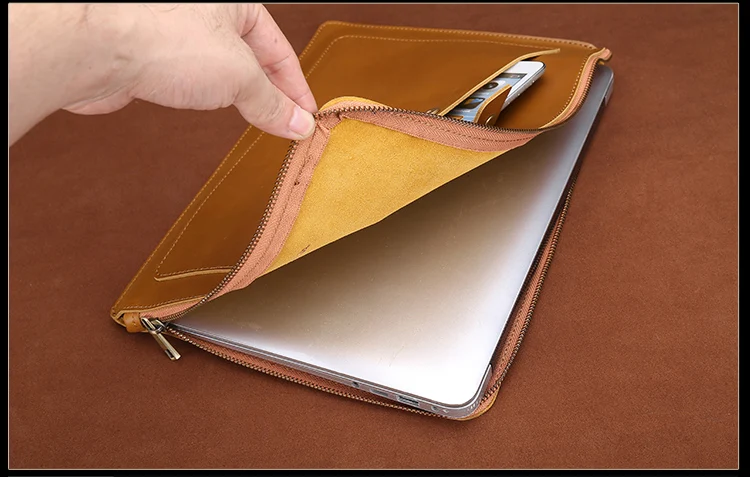 Водонепроницаемый из натуральной яловой кожи 13 дюймов и 15 дюймов Macbook air ipad внутренний вкладыш планшет Защитная куртка для чехол для ноутбука
