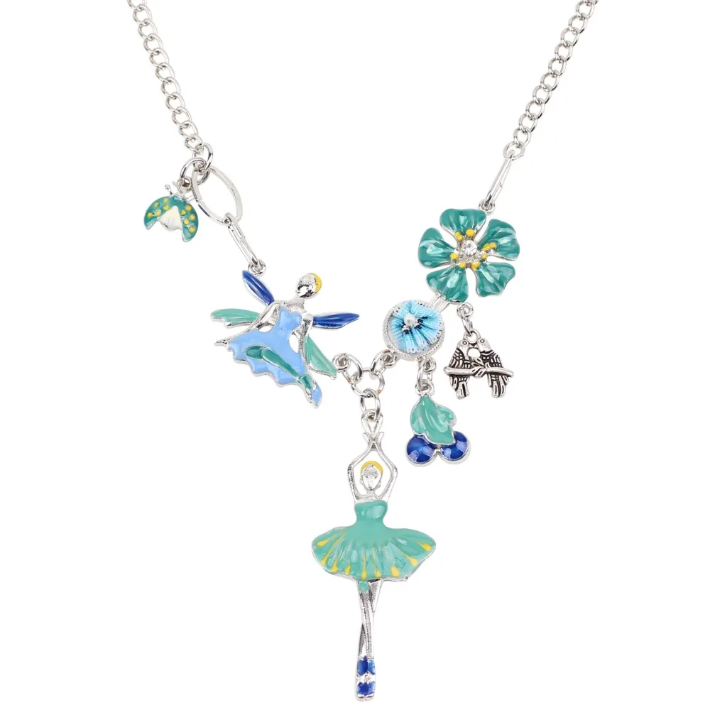Бонсни Подвеска с ожерельем с изображением балерины-ангела для девочек.