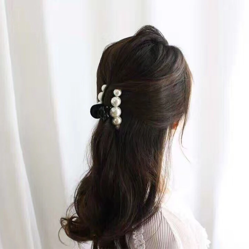 Fashion Baby Girls Hair Crab Claws Pearl Lady Headwear Accessories Hairpins Plastic Elastic Barrette Clips | Детская одежда и