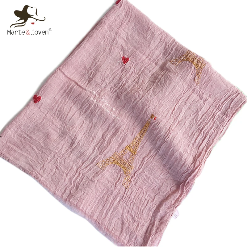 Женские розовые шарфы Marte & Joven элегантные теплые шали с бахромой в виде Эйфелевой