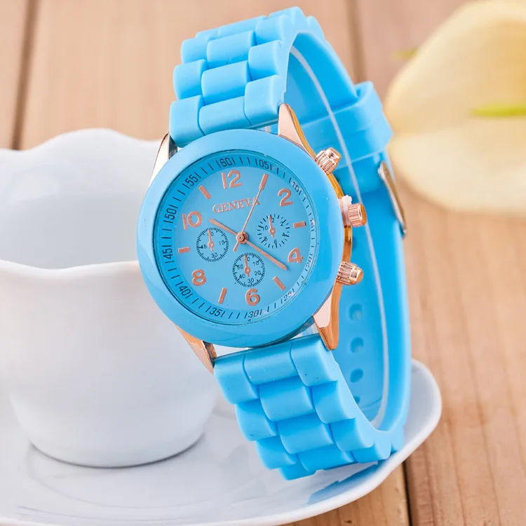 Light Blue Роскошный бренд Силиконовые кварцевые часы для женщин мужчин Дамская мода браслет наручные часы relogio feminino masculino часы - Цвет: Light Blue