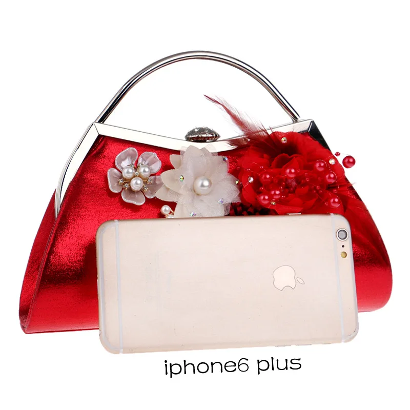 Винтажная вечерняя сумка с бисером Сумка вышивкой и цветами из жемчуга красный