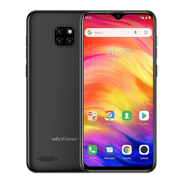 Ulefone Note 7, смартфон, экран в виде капли воды, 6,1 дюймов, 19:9, четырехъядерный процессор, 16 Гб ПЗУ, 3500 мАч, Face ID, три тыловые камеры, Android 9,0 - Цвет: Black