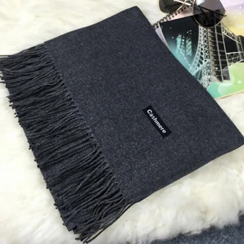 Лидер продаж высококачественный однотонный шарф с кисточками универсальная