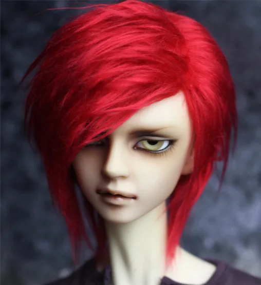 Новинка, парик из меха для куклы BJD, красные короткие волосы, парики для 1/3, 1/4, BJD, DD, SD, MDD, MSD, куклы, меховые парики, аксессуары для куклы - Цвет: red