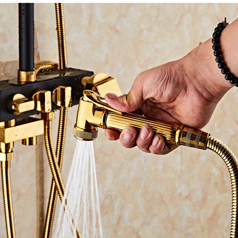 Роскошный Черный душевой набор для ванной комнаты с биде черный бронзовый