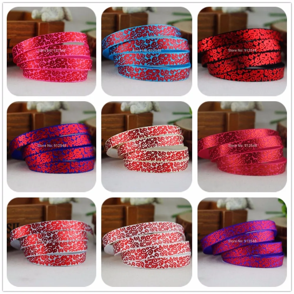 Yjhsmy 3/8 'ཆ мм 10yard красный тотемы Pattern полушерстяной лентой Костюмы аксессуары